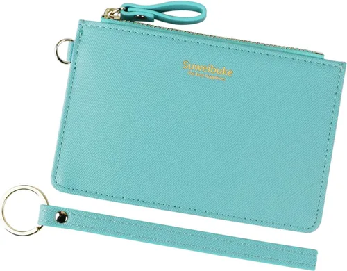 Miniatura 10 de Estuche Delgado para Tarjetas RFID para Mujer con Correa de Muñeca, Cartera con Cremallera para ID, Cartera de Cuero Pequeña, Monedero con Llavero