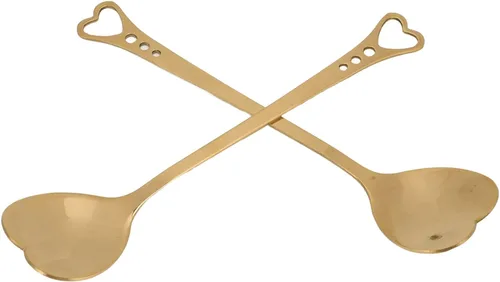 Miniatura 9 de Pssopp 2 cucharas de postre de café, diseño en forma de corazón, cuchara de metal para agitar, té, postre, bebidas, helado, Oro, Moderno