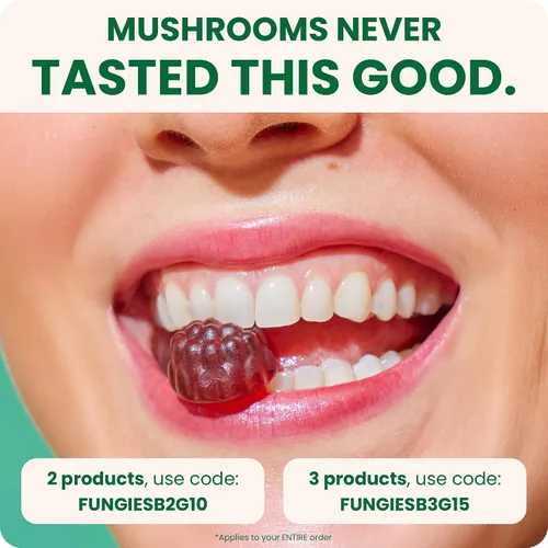 Miniatura 8 de Fungies Gomitas de Hongos Múltiples para Hombres y Mujeres - Suplemento de Hongos Incluye Melena de León, Cordyceps, Reishi, Chaga, Shiitake