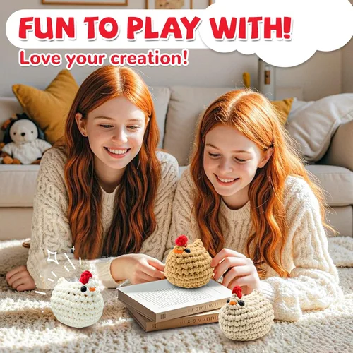 Miniatura 6 de SGIBYN Kit de Ganchillo para Principiantes con Tutoriales en Video Paso a Paso, Kit de Amigurumi de Pollos de Ganchillo de Inicio para Adolescentes