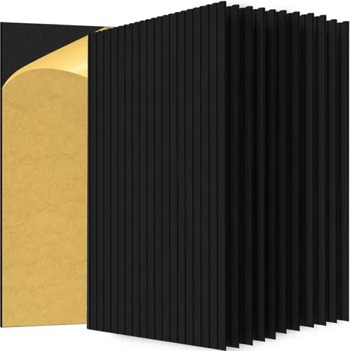 Miniatura 9 de Paquete de 6 paneles acústicos de pared, 47.2 x 23.6 x 0.4 pulgadas, autoadhesivos decorativos insonorizados, paneles de amortiguación de sonido