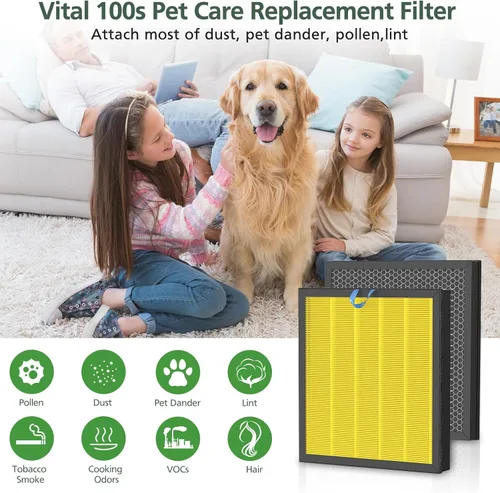 Miniatura 7 de Filtro de repuesto Vital 100S para mascotas para el purificador de aire LEVOIT Vital 100S-P, filtro HEPA y filtro de carbón activado de alta Vital