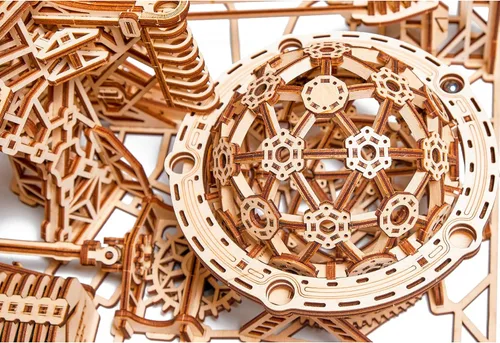 Miniatura 7 de Wood Trick Wooden Marble Run Electric Motorized - Rompecabezas de madera 3D para que los adultos lo construyan, 15 x 14 pulgadas, montaña rusa, kits