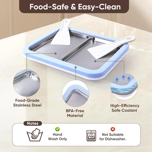 Miniatura 3 de Máquina para hacer helados enrollados, doble bandeja para hacer helados instantáneos, máquina de yogur congelado casero de grado alimenticio