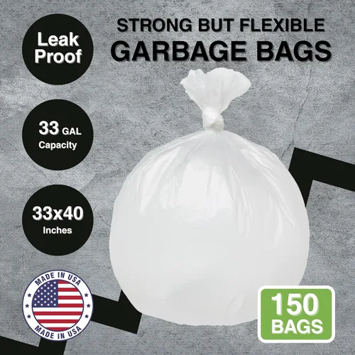 Miniatura 2 de Top Knot Bags Bolsa de basura de 33 galones, 33 x 40 pulgadas, transparente, 150 unidades, forro para latas de 30 galones, 31 galones, 32 galones