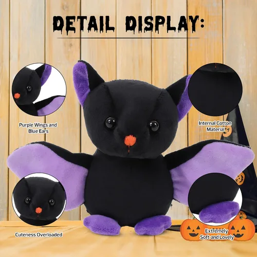 Miniatura 3 de Animal de peluche espeluznante de murciélago de Halloween, adorable juguete de peluche de murciélago lindo y espeluznante, decoración perfecta