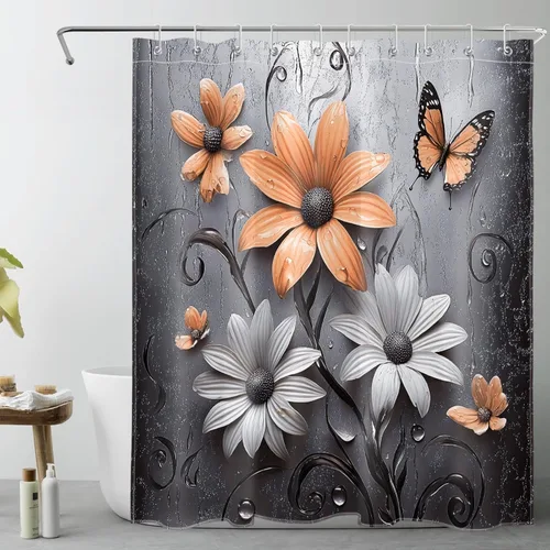 Miniatura 45 de LB Get Naked - Cortina de ducha pequeña de 48 x 68 pulgadas, forro de cortina de ducha de tamaño medio azul y rosa, cortinas de ducha estrechas