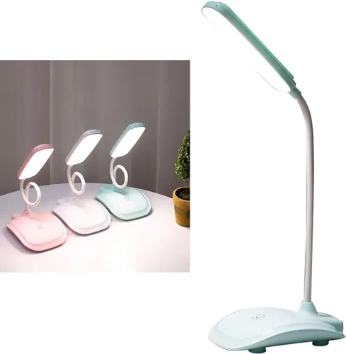 Miniatura 10 de Lámpara de escritorio LED, control táctil, temperatura de color de tres niveles, carga USB, lámpara de mesa, luz de lectura para dormitorio, Blanco