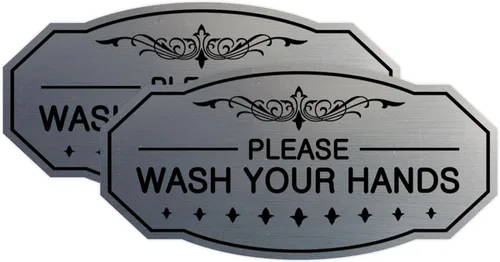 Miniatura 16 de Signs ByLITA Letrero de Victorian Please Wash Your Hands (plata cepillada) - Grande Brushed Silver