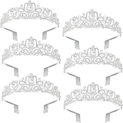 Miniatura 7 de Tiaras de cristal para mujer, fiesta de cumpleaños, princesa, boda, novias, corona, graduación, accesorios para el cabello, regalos con peines