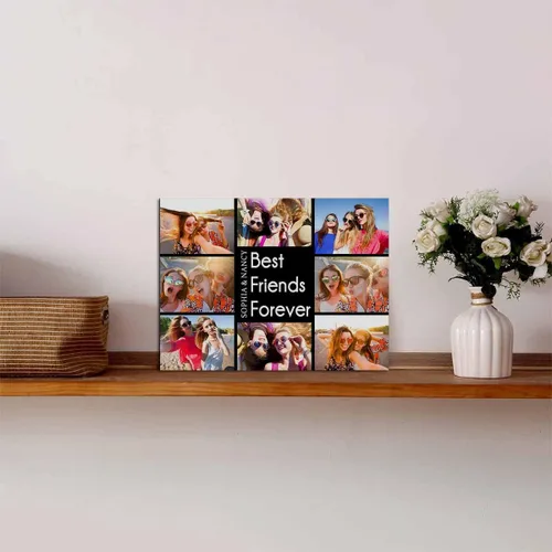 Miniatura 5 de M YESCUSTOM Marco de fotos personalizado con texto de amigos, marco de fotos de amistad para mejores amigos, panel de fotos Fover con pantalla