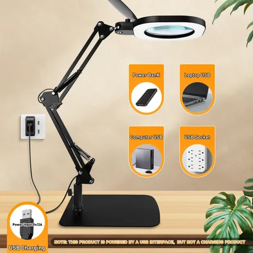 Miniatura 6 de Lupa 15X con luz y soporte, lámpara de aumento 3 en 1, lupa con iluminación LED de atenuación continua, lupas iluminadas para trabajo cercano