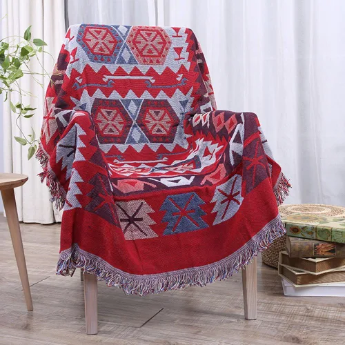 Miniatura 13 de MIFXIN Manta de felpilla jacquard de 35 x 82 pulgadas, manta tejida de algodón de doble cara con borlas decorativas, manta ligera y suave para cama