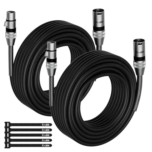 Miniatura 13 de Paquete de 4 cables de iluminación de escenario DMX de 10 pies, cable XLR macho a hembra de 3 pines, compatible con conexión de audio de micrófono