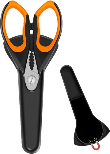 Miniatura 9 de Juego de 2 tijeras de cocina afiladas con soporte magnético, tijeras de cocina resistentes, tijeras de carne, tijeras multifuncionales de acero 2