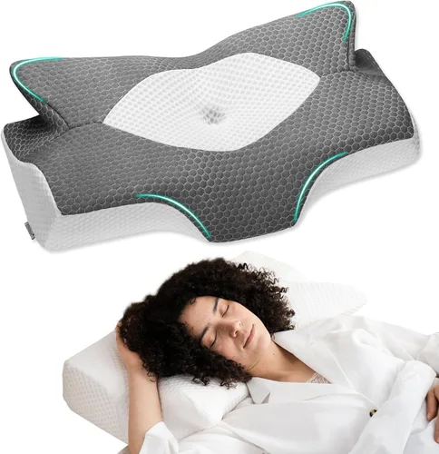Miniatura 12 de Almohadas cervicales de espuma viscoelástica Elviros para el dolor de cuello y hombros, almohada para el cuello para dormir, almohadas para dormir