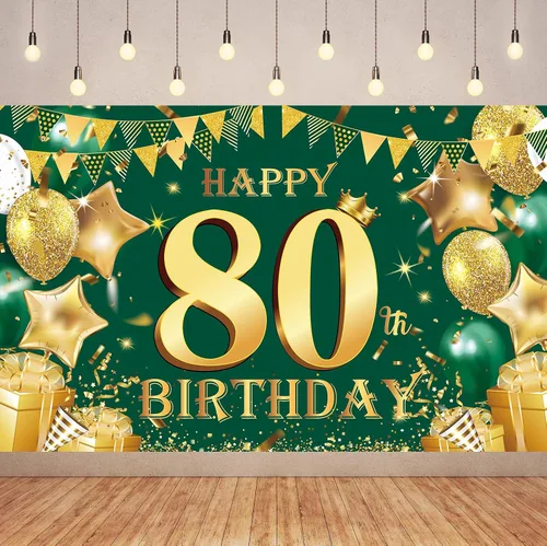 Miniatura 3 de Cartel de feliz cumpleaños número 100 de oro verde, 3.6 x 6 pies, montaje en pared, fiesta, cumpleaños
