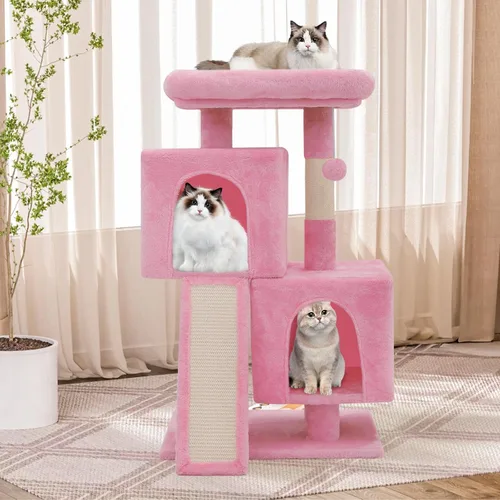 Miniatura 2 de Athena Collection Árbol pequeño para gatos, moderna torre de árbol para gatos de 34 pulgadas con poste rascador 2 plataforma de actividades