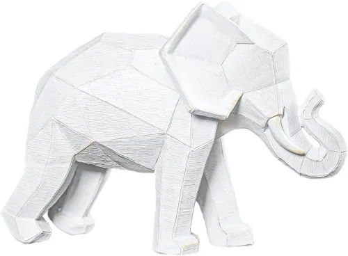Escultura de elefante blanco de estilo geométrico, decoración de elefante de resina, adorno minimalista moderno para el hogar de escritorio de 8.27