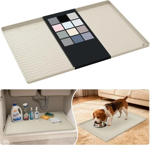 Miniatura 34 de URMONA Tapete de silicona impermeable para debajo del fregadero, 34 x 22 pulgadas, forro para estante de cocina y baño, protector de gabinetes