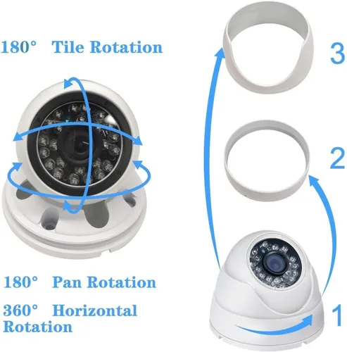 Miniatura 8 de Real HD Cámara de seguridad de vigilancia CCTV analógica de 5 MP coaxial TVI CVI, ángulo de visión amplio de 0.110 in 100°, visión nocturna IR de 65
