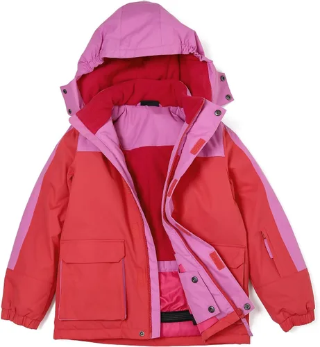 Miniatura 18 de Chaqueta de esquí impermeable para niñas, chaqueta de snowboard para exteriores, resistente al viento, con forro polar, abrigo de nieve cálido