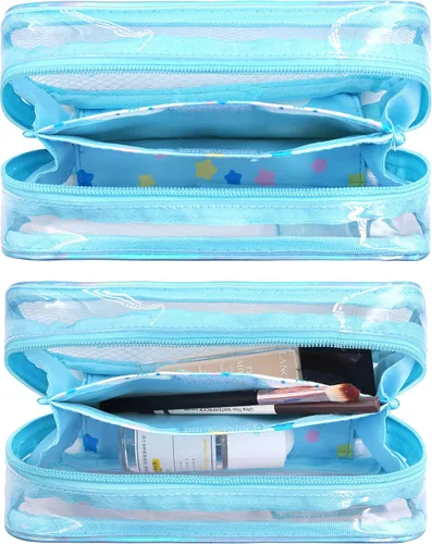 Miniatura 4 de Roffatide Anime Cinnamoroll Bolsa de maquillaje transparente azul impermeable Estuche cosmético holográfico PVC bolsa de viaje bolsa de embalaje