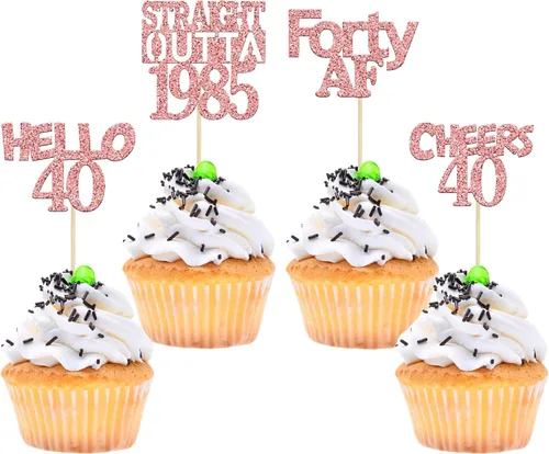 Miniatura 13 de Gyufise 24 piezas de decoración para cupcakes de cumpleaños de 21 años con purpurina de veintiún rectas fuera de 2004, decoraciones para pasteles