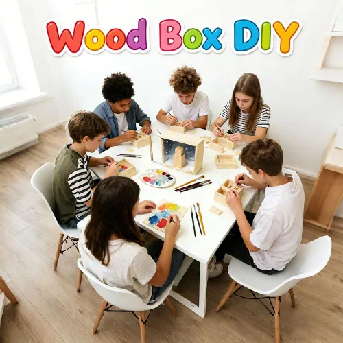 Miniatura 6 de YCOSAN 2 cajas de madera sin terminar, 7.9 x 5.9 x 2.7 pulgadas, cajas rectangulares grandes de madera con tapa para suministros de regalo de fiesta