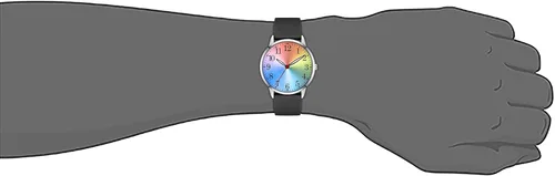 Miniatura 5 de Letoff Reloj analógico clásico, esfera arcoíris con números arábigos, banda de silicona, resistente al agua hasta 98.4 ft