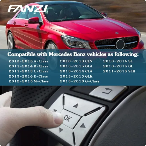 Miniatura 3 de Moldura de botón del volante de automóvil Decoración interior Compatible con Mercedes Benz SL GL GLA CLA CLS GLK SLK A B C E M G Class - Plata Plata