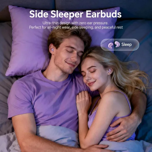 Miniatura 4 de Xmenha Auriculares invisibles inalámbricos con Bluetooth, para dormir de lado, pequeños y pequeños, pequeños y pequeños, de perfil bajo, discretos
