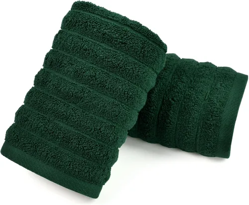 Miniatura 14 de Jacquotha Paquete de 2 toallas de mano de baño (negra) acanaladas, toallas faciales de algodón para habitación de invitados y spa, 13 x 29 pulgadas