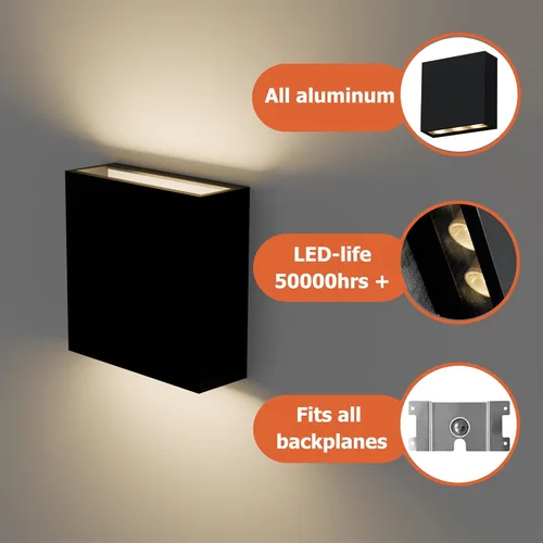Miniatura 3 de Moderna lámpara de pared LED para exteriores con luz hacia arriba y hacia abajo, lámpara de pared negra de aluminio impermeable, luces de pared