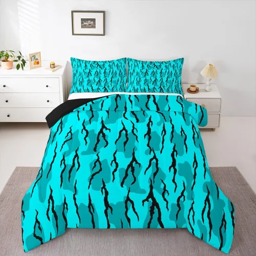 Miniatura 10 de Feelyou Juego de edredón de camuflaje de avión para niños, juego de ropa de cama con decoración de avión de camuflaje para adolescentes y niños