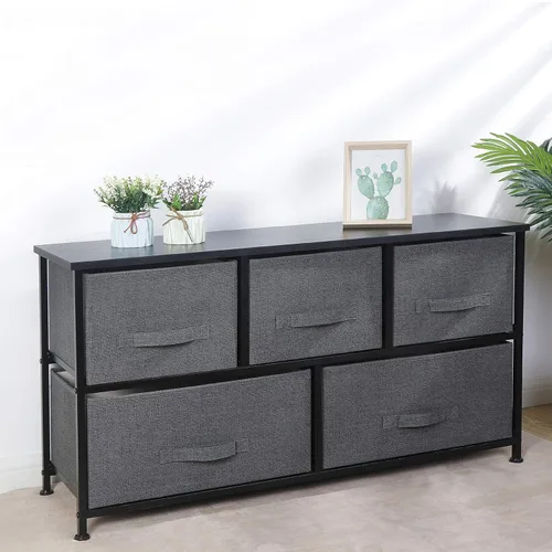 Miniatura 2 de ZenStyle Cómoda de tela con 5 cajones, torre de almacenamiento de aparador, unidad organizadora de armario de almacenamiento para dormitorio, sala
