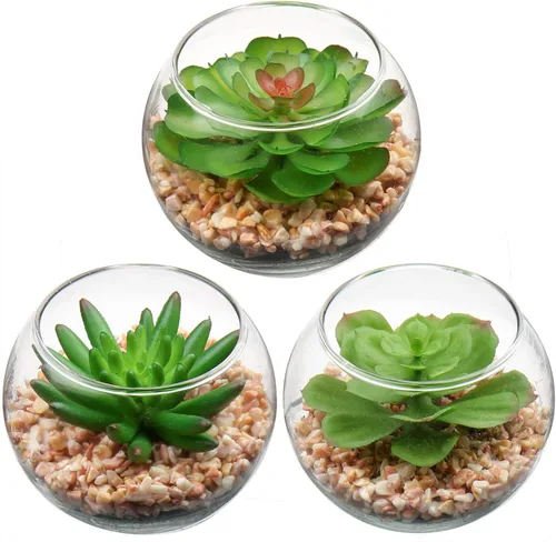Miniatura 7 de Briful 3 suculentas falsas para decoración de bandejas escalonadas de granja, plantas artificiales más pequeñas, plantas artificiales en maceta, 3