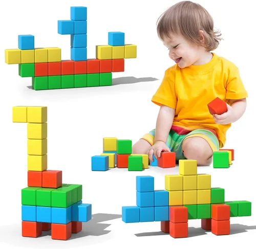 Miniatura 10 de Bloques magnéticos Asago ABC 123 Alfabeto colorido impreso, bloques de construcción para niños pequeños de 1 a 3 años, cubos magnéticos juguetes