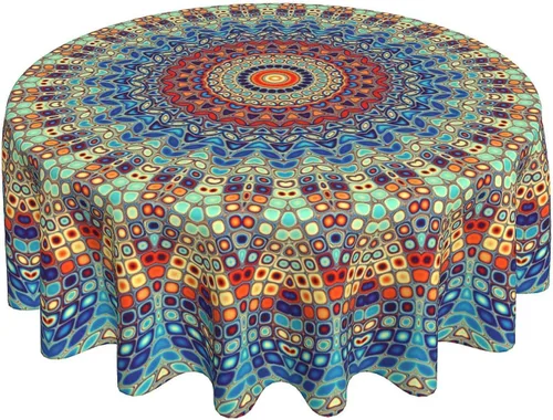Miniatura 34 de BETGINY - Mantel cuadrado floral azul de 54 x 54 pulgadas, mantel decorativo de estilo chinoiserie con flores, tela rústica lavable para granja