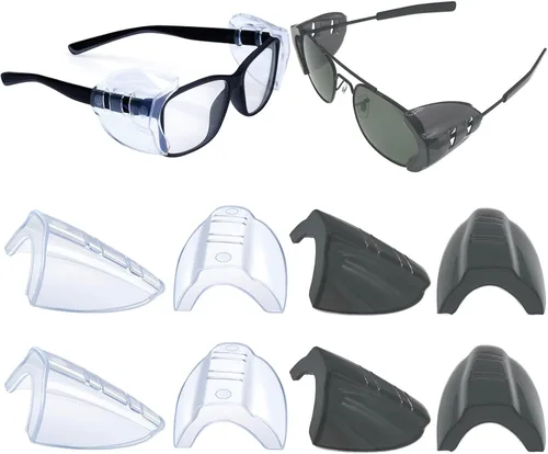 4 pares de protectores laterales de gafas de seguridad grandes, protectores laterales deslizantes, se adaptan a marcos de anteojos pequeños a