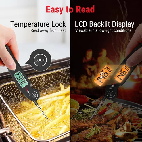 Miniatura 5 de ThermoPro TP605 Termómetro Digital de Lectura Instantánea para Carne para Cocinar, Termómetro de Alimentos Impermeable con Retroiluminación