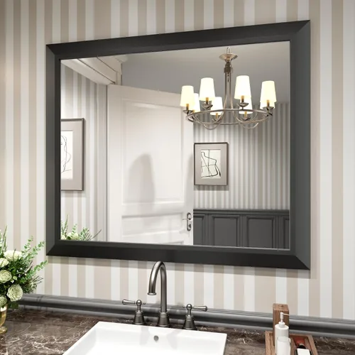 Miniatura 39 de Amorho Espejo de Baño Negro, Espejos de Pared de 24x30 Pulgadas con Marco de Metal Grueso para Sobre el Fregadero, Dormitorio, Sala de Estar