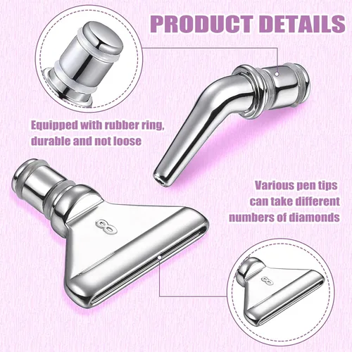 Miniatura 4 de ZYNERY Juego de 40 bolígrafos de pintura de diamante, 13 puntas de acero inoxidable para accesorios de pintura de diamantes con 12 arcilla, plateado