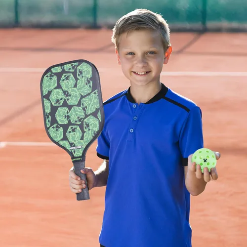Miniatura 5 de Voyager - Juego de pickleball de Minecraft, incluye 2 paletas, 4 bolas duraderas y bolsa de transporte, juego al aire libre de 7 piezas para niños