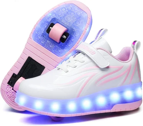Miniatura 8 de Ufatansy Roller Shoes Girls Boys Sneakers with Wheels Roller Skate Shoes USB Charging LED Light Up Footwear Skates for Beginner Trainers Kids
