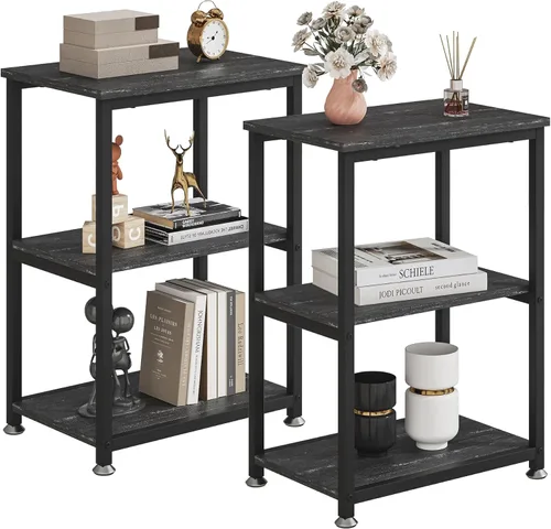 Miniatura 9 de VECELO Tall End Side Table,30" Height Nightstand with 3-Tier Storage Shelf for Living Room Bedroom Office Hallway Study