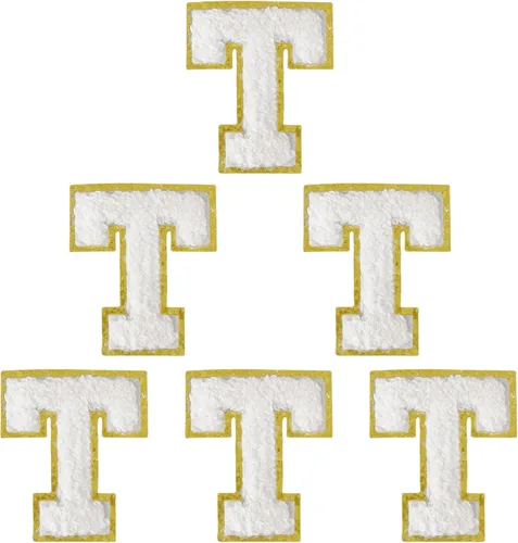 Miniatura 127 de 6 piezas de parches de letras de chenilla autoadhesivas, parches de letras preppy de 2 pulgadas para bolsos, ropa y sombreros, grandes pegatinas