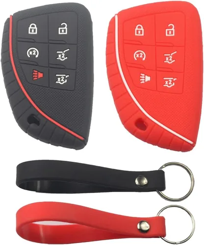 Miniatura 8 de 2 fundas para llavero con 6 botones compatibles con Chevrolet, 2 piezas negro