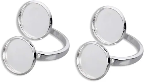 Miniatura 3 de EXCEART 10 piezas de soporte de anillo ajustable base de anillo bandeja de anillo soporte redondo en blanco base de cabujón bandeja de servir