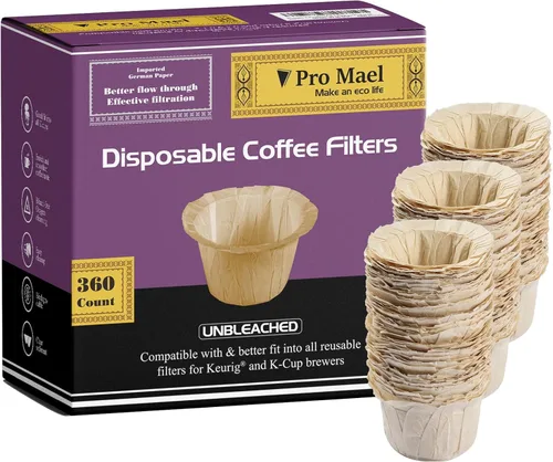 Miniatura 20 de Pro Mael Filtros de café desechables K Cup de papel para cafeteras Keurig de una sola porción 1.0 y 2.0, uso con cápsulas reutilizables K Cup